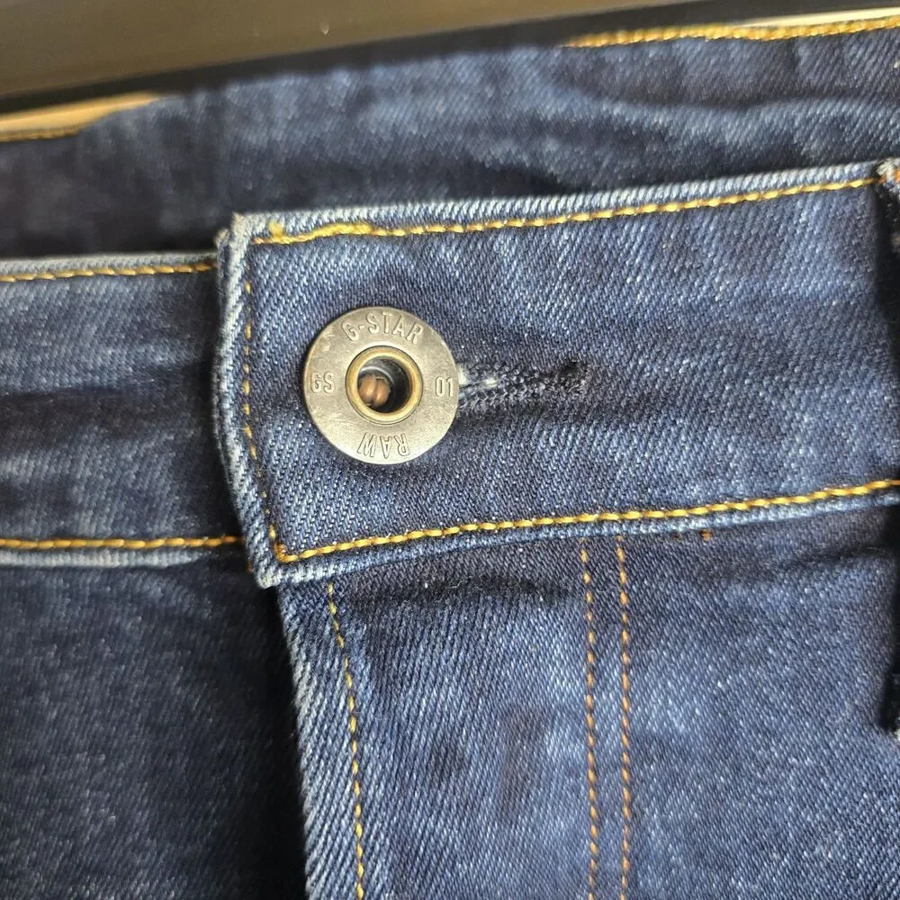G-STAR Raw Men's 3301 Straight Denim Jeans Med Wash 31x32 (33x31.5) Button Fly